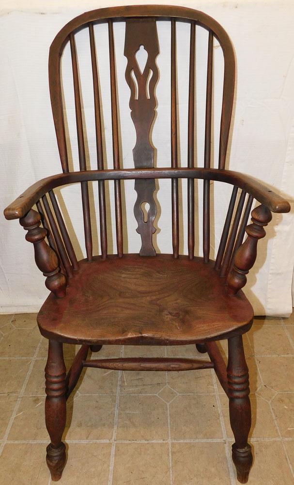 19th C Elm Wood Windsor Arm Chair (1 of 7)