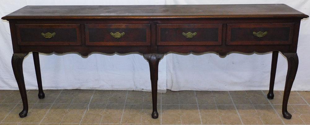 Walnut Queen Anne Style Satin Wood Banded Dresser Base (1 of 6)