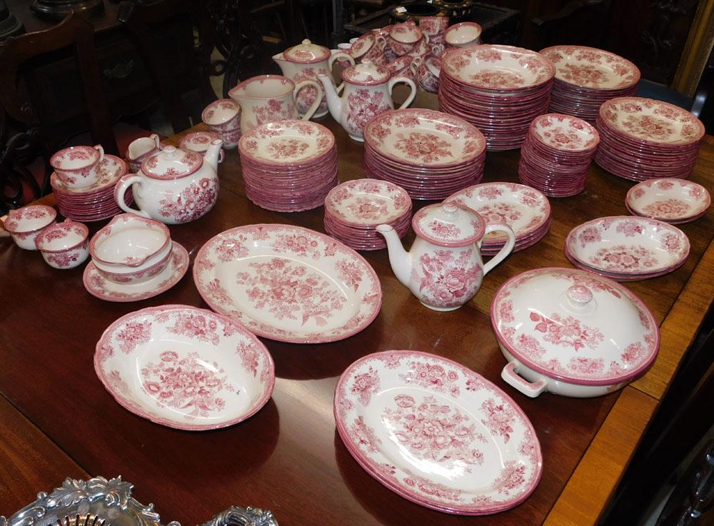 180 Pc German Red Transferware Dinner Set (1 of 8)