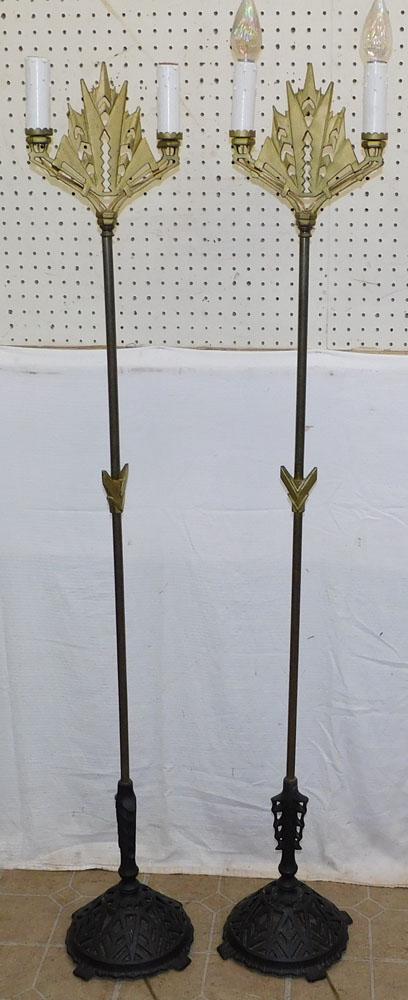 Pair Painted Metal Mid Century Modern Floor Lamps (1 of 5)