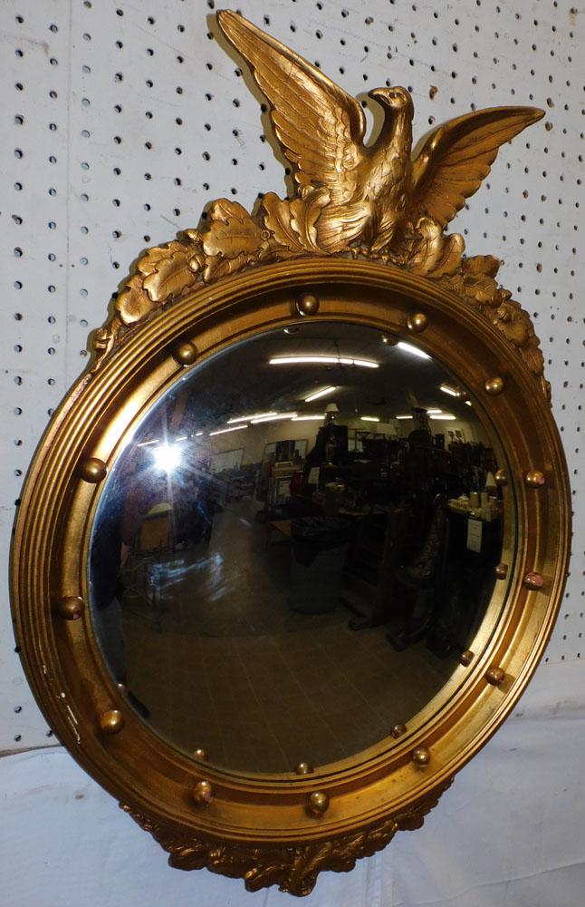 Antique Gilded Framed Bullseye Mirror (1 of 4)