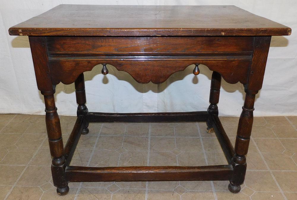 Antique Oak Stretcher Base Tea Table (1 of 3)