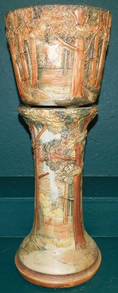 Unsigned Weller Pottery Jardinière On Pedestal (1 of 6)