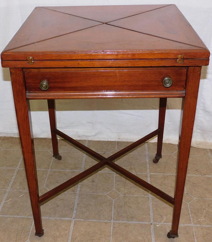 Antique Mahogany Fold Over Top Game Table (1 of 4)
