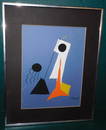 Mid Century Modern Framed Watercolor Signed Miro