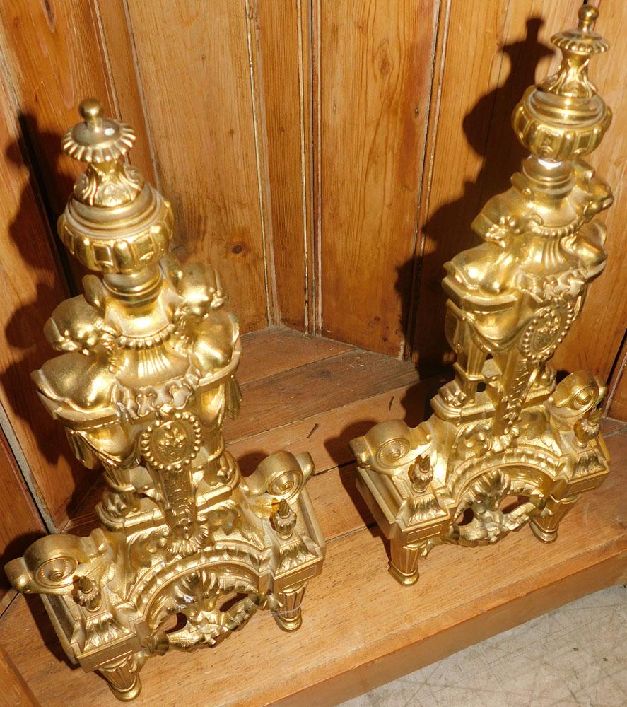 Pair Cast Brass Chenets (1 of 3)