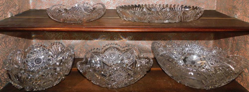 Lot 5 Cut Glass Bowls (1 of 6)