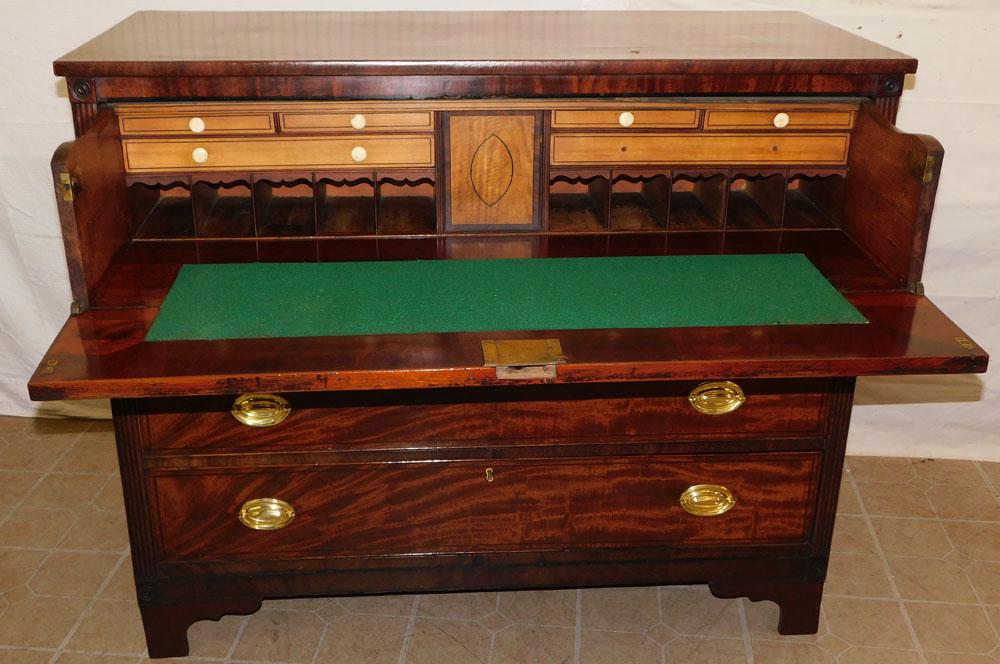 19th C Mahogany Butler's Desk with Satinwood Fitted Interior (1 of 7)