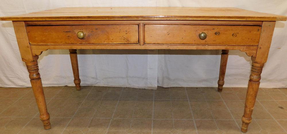 Antique Scrub Pine 2 Drawer Farm Table (1 of 4)