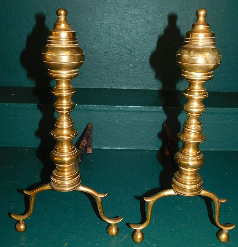 Pair of 19th C Brass Andirons (1 of 2)