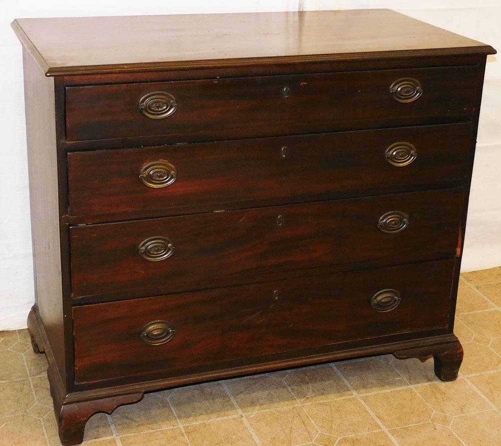 19th C American Mahogany 4 Drawer Chest in Original Finish (1 of 9)