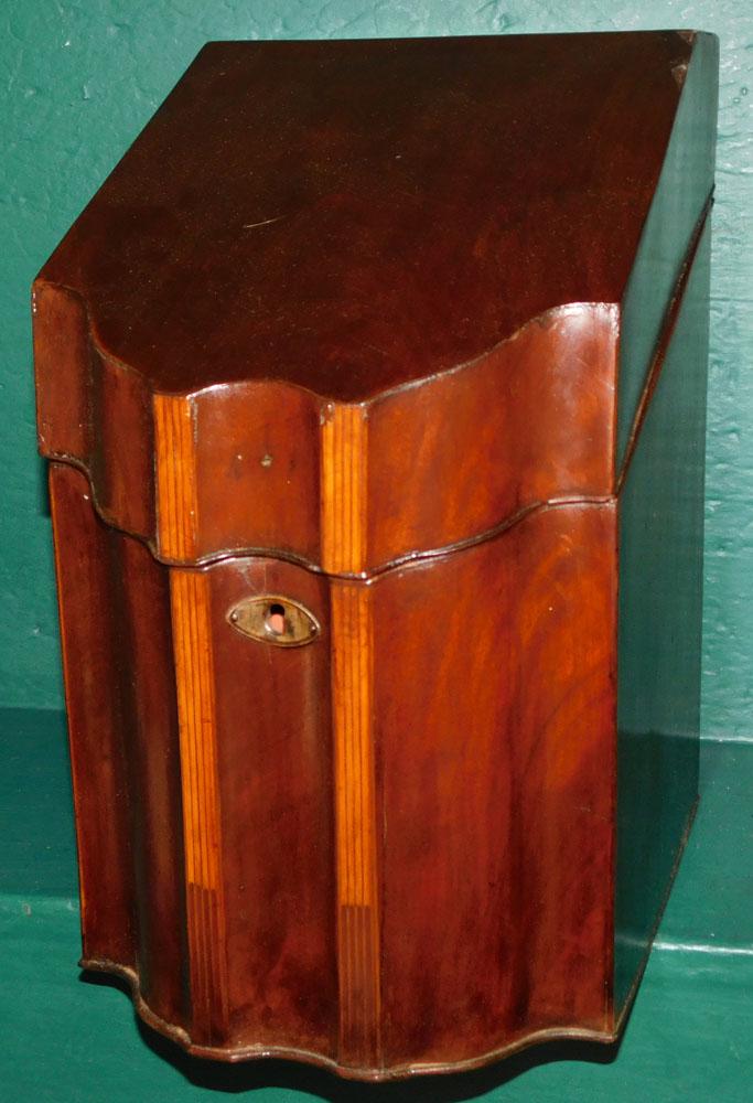 19th C Inlaid Mahogany Knife Box with Original Interior (1 of 4)