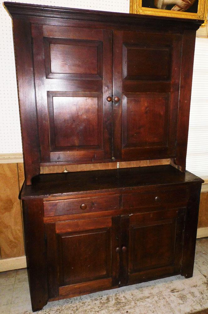 19th C 2 Piece Walnut Step Back Cupboard (1 of 11)