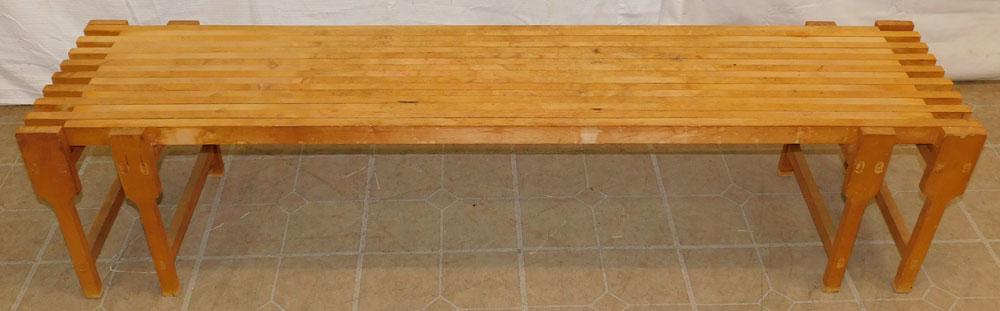 Expandable Mid Century Modern Maple Slotted Bench (1 of 9)