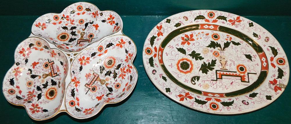 Polychrome Gaudy Dutch Divided Dish & Platter (1 of 7)
