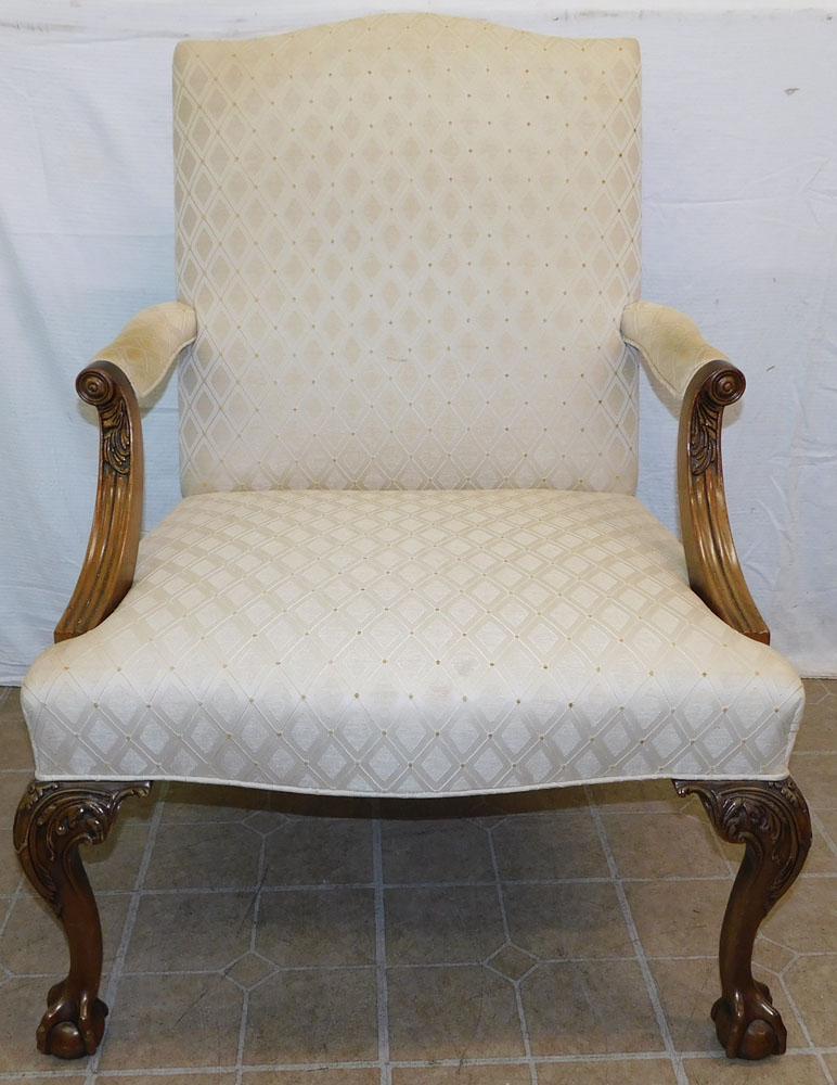 Mahogany Chippendale Style Library Chair with Claw Feet (1 of 5)