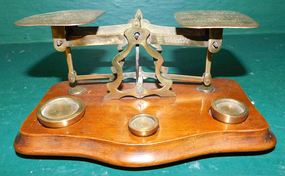 Antique Mahogany & Brass Postal Scale (1 of 4)