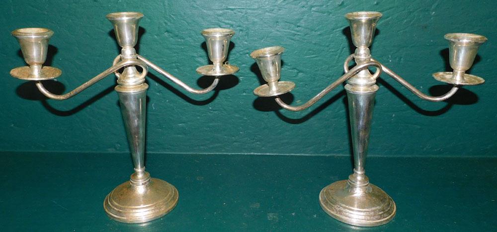Pair of Sterling Weighted Candelabras (1 of 3)