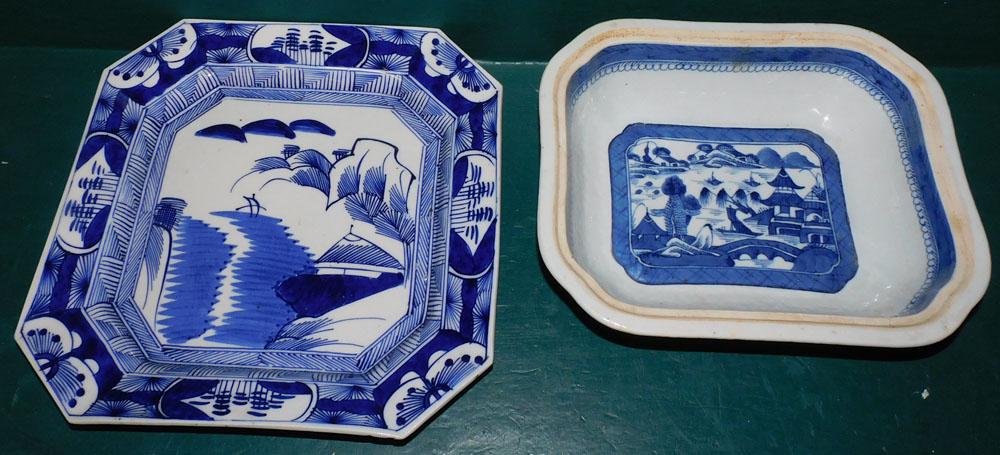 2 Antique Blue & White Porcelain Oriental Bowls (1 of 3)