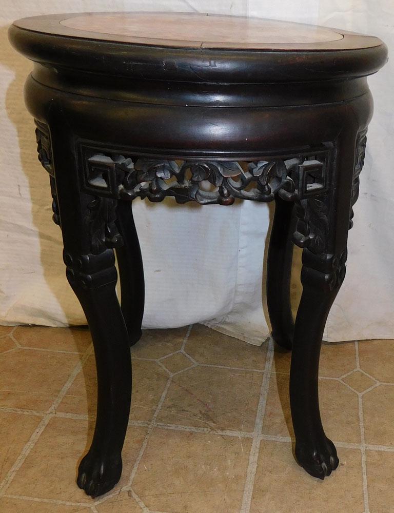 Antique Oriental Rosewood Marble Top Stand, (Missing 1 Molding) (1 of 4)