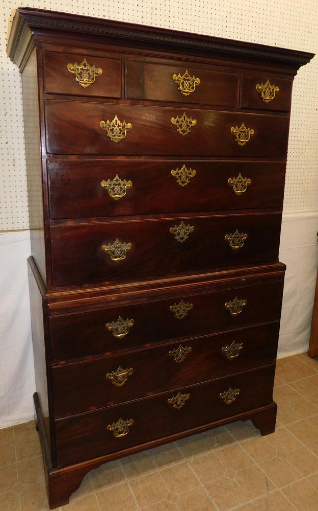 19th C English Mahogany Chest on Chest with Slide (1 of 5)