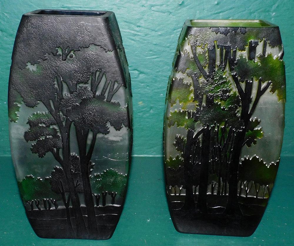 2 Art Glass Vases, (1 Signed Galle) (1 of 5)