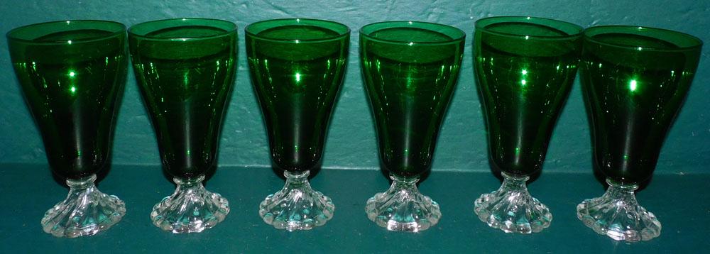 Set of 6 Forrest Green Boopie Glasses: Set of 6 Forrest Green Boopie Glasses. 7" H PLEASE REFER TO OUR "TERMS OF SALE" FOR FULL DISCLOSURE OF OUR POLICY. THANK YOU!"