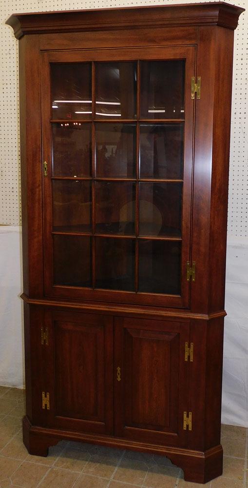 Cherry Glass Door Front Corner Cabinet By Henkel Harris (1 of 4)