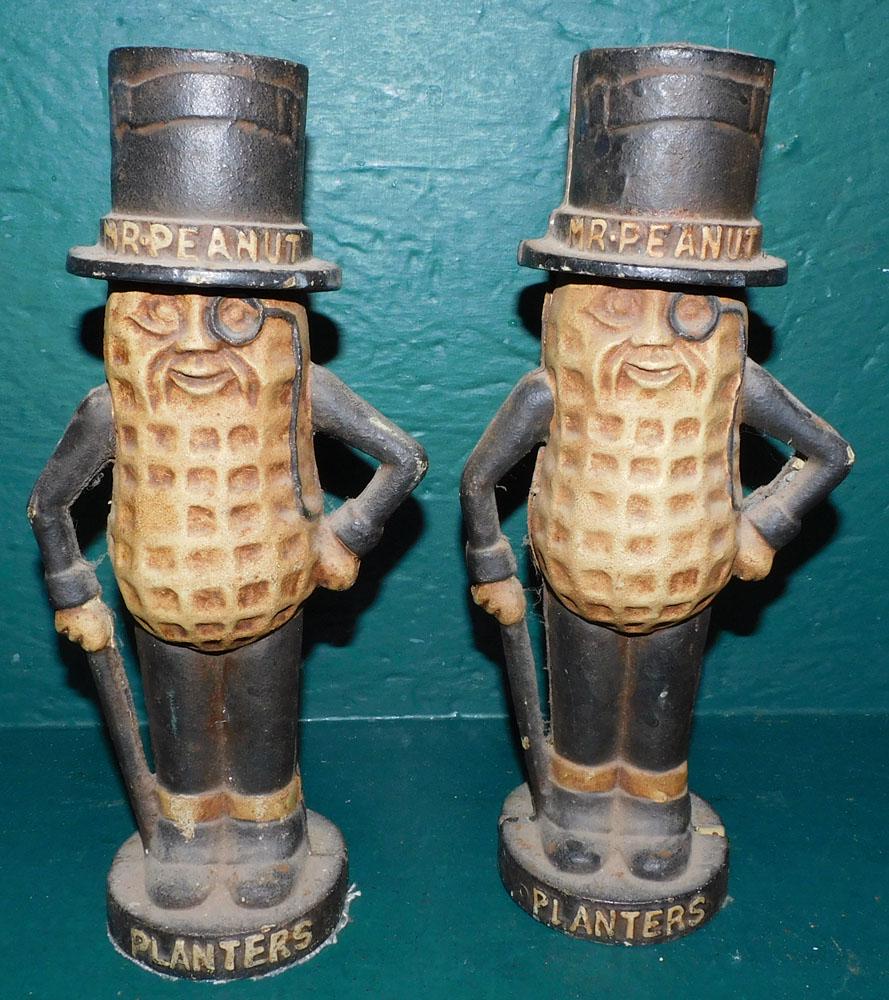 2 Painted Cast Iron Mr. Peanut Banks, (1 Missing Screw) (1 of 2)