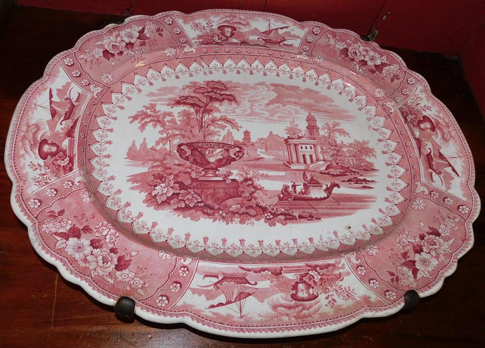 Large Red & White Transferware Platter by Stoke Up on Trent (1 of 3)