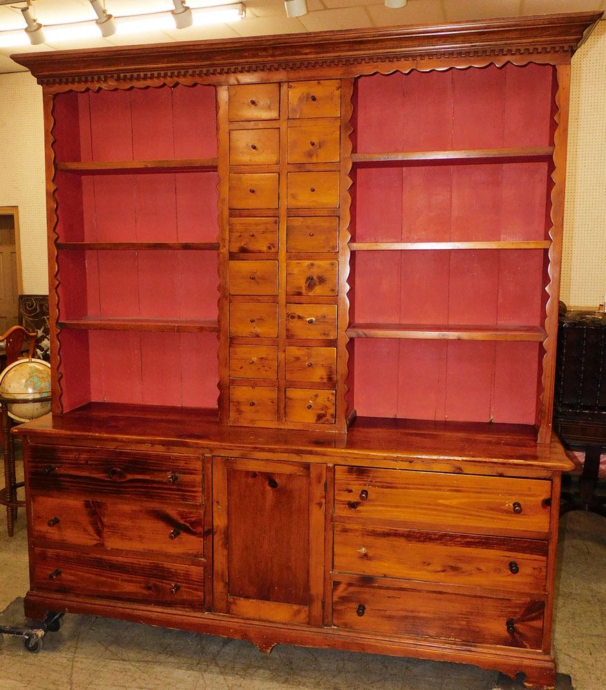 2 Piece Pine Step Back Pewter Cupboard (1 of 7)