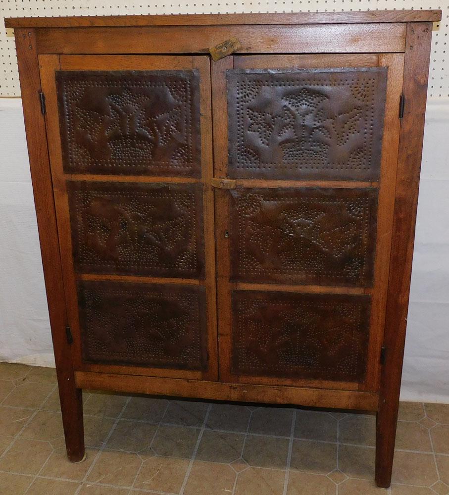 19th C Walnut 12 Punch Tin Pie Safe (1 of 12)