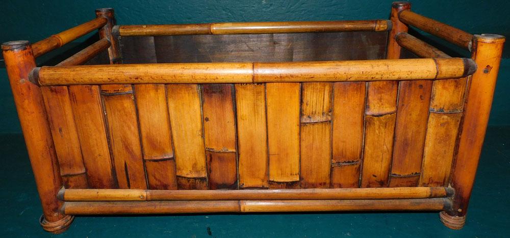 Bamboo Planter: Bamboo Planter . 23 1/4" W 12 1/4" D 10 3/4" H PLEASE REFER TO OUR "TERMS OF SALE" FOR FULL DISCLOSURE OF OUR POLICY. THANK YOU!"