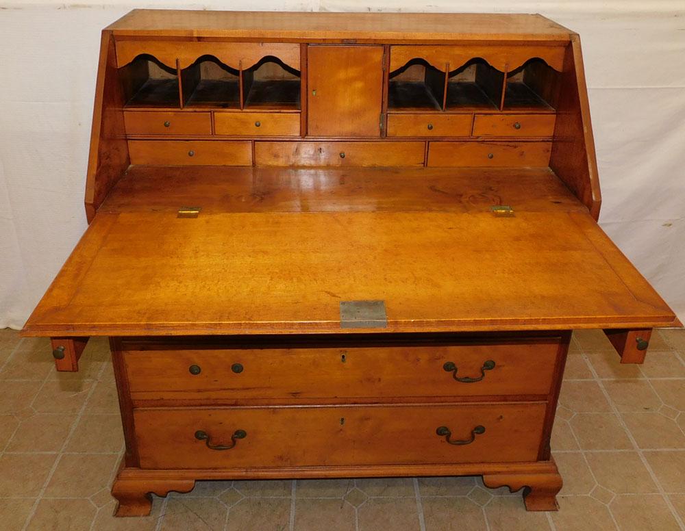 19th C Maple Slant Front Desk with Fluted Corners (1 of 8)