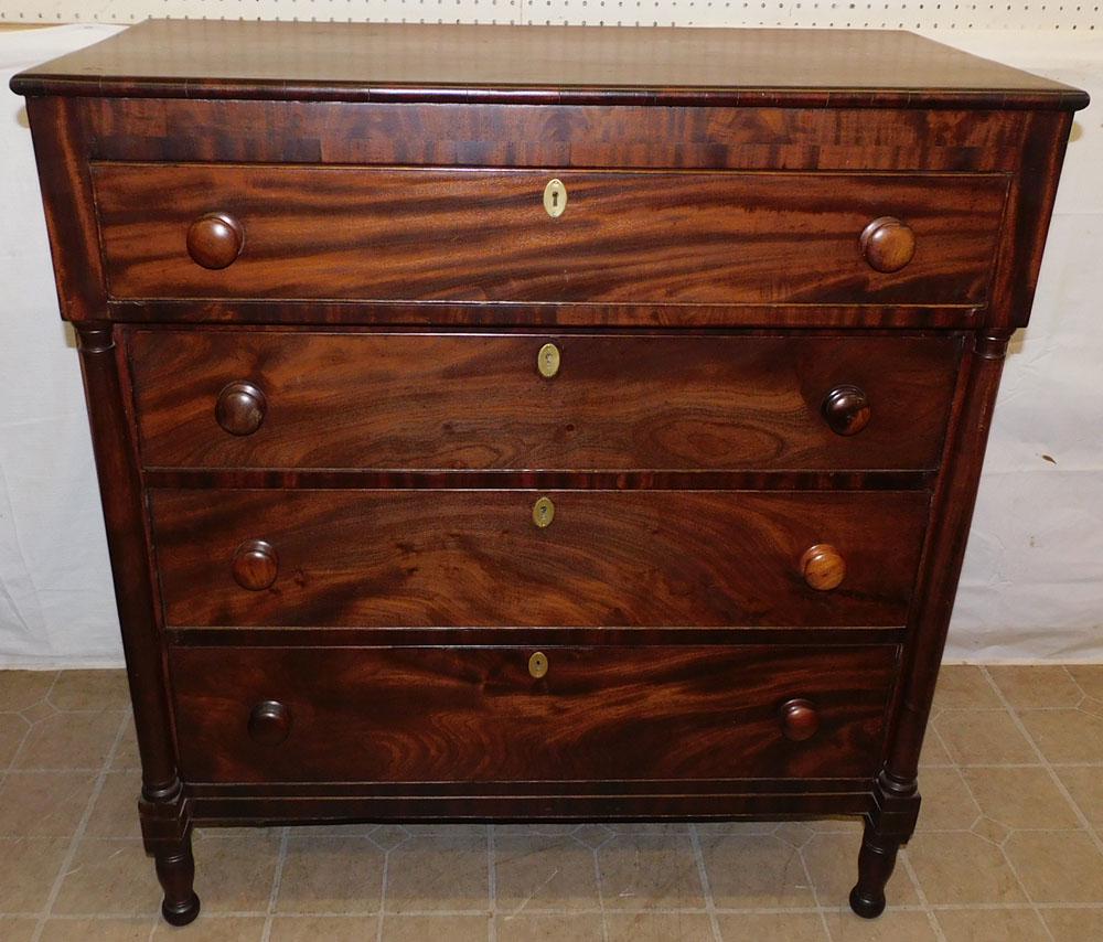 19th C Empire Cherry & Mahogany Front 4 Drawer Chest (1 of 5)