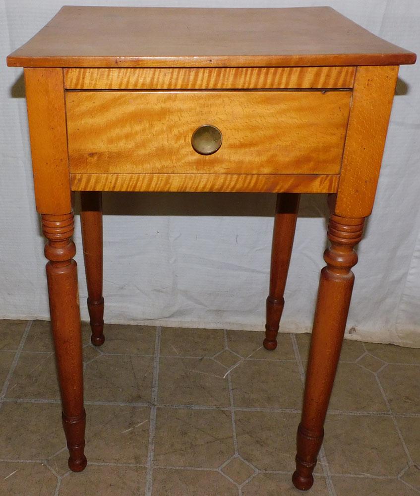 19th C Maple & Tiger Maple 1 Drawer Stand (1 of 4)