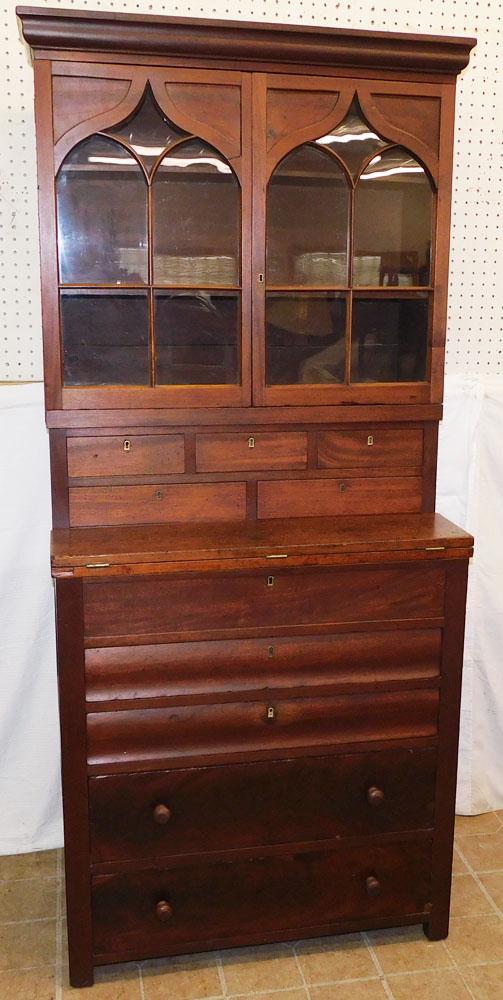 19th C Mahogany 2 Part Secretary (1 of 7)