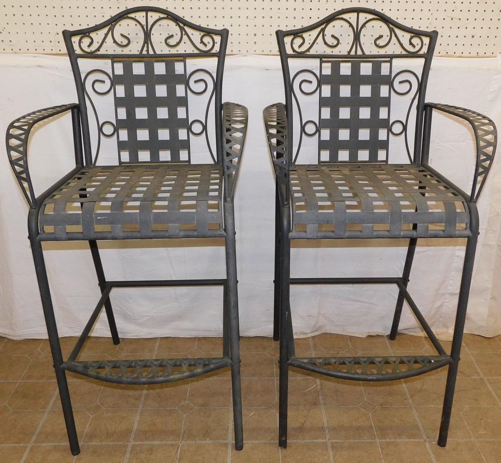 Pair Metal Iron Bar Stools (1 of 3)