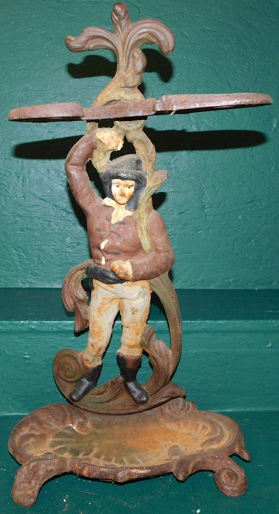 Antique Painted Figural Cast Iron Umbrella Stand (1 of 3)