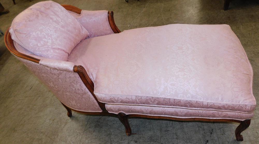Walnut French Provincial Upholstered Recamier (1 of 4)