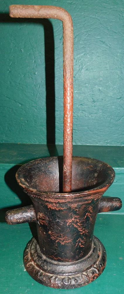 Antique Heavy Cast Iron Mortar & Pestle (1 of 6)
