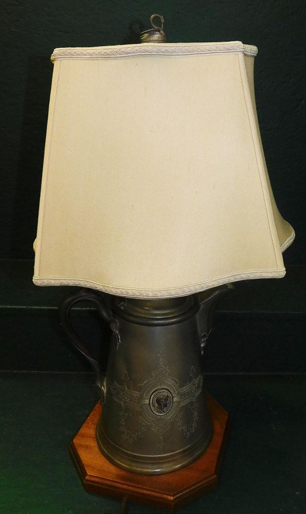 Antique Pewter Water Pitcher Lamp (1 of 4)