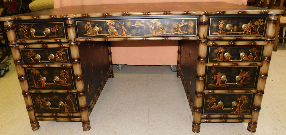 Chinoiserie Paint Decorated Executive Desk (1 of 8)