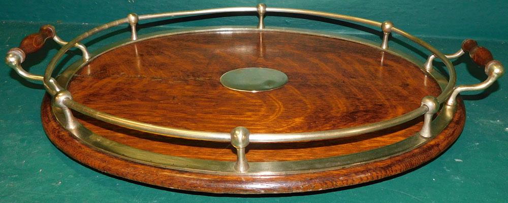 English Oak & Brass Gallery Tray (1 of 3)