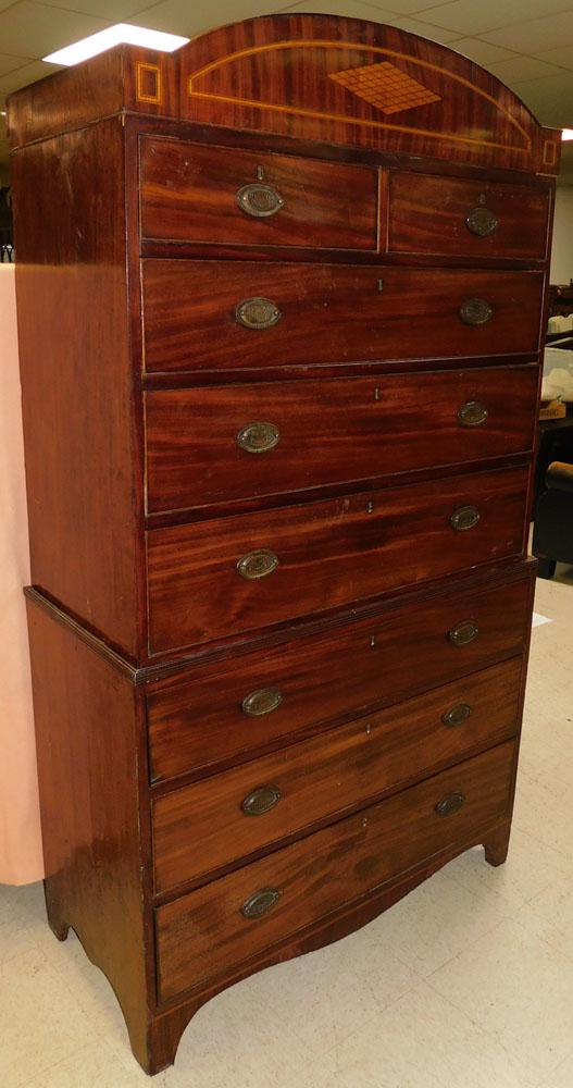 19th C Mahogany Inlaid Hepplewhite Chest On Chest (1 of 6)
