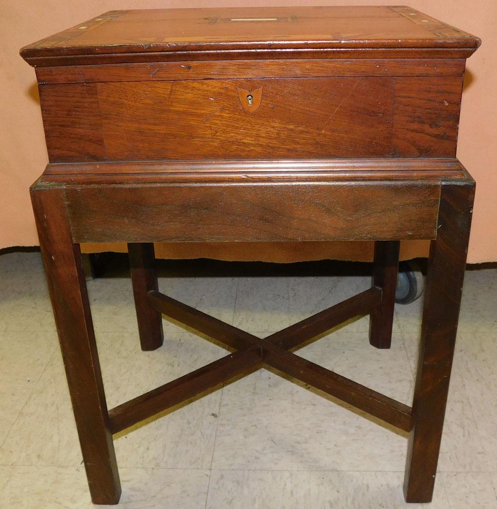 Inlaid Mahogany Document Box On Fitted Stand (1 of 5)