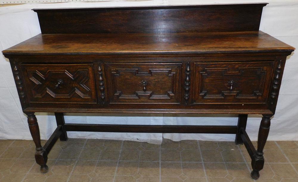 English Oak Jacobean Style 3 Drawer Sideboard (1 of 7)