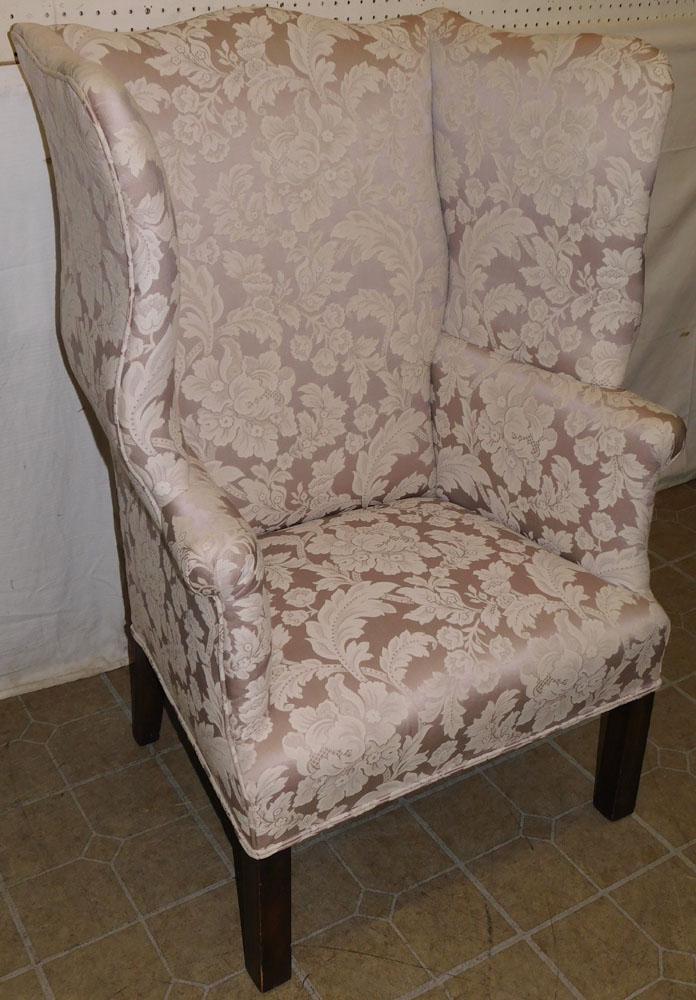 Floral Lavander & White Upholstered Wing Back Chair (1 of 5)