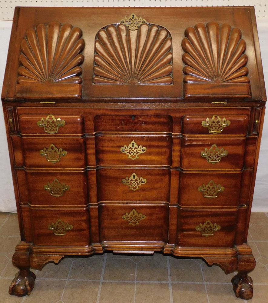 19th C Mahogany Block Front Slant Front Desk (1 of 8)