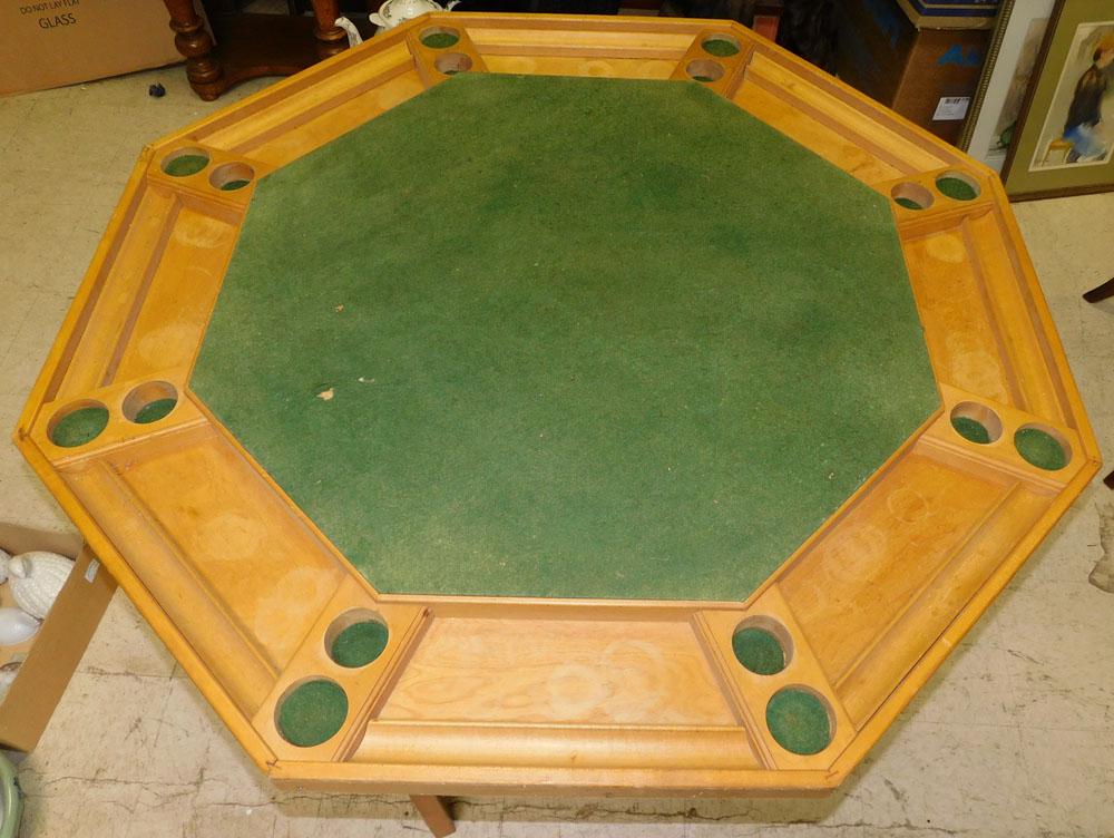 Maple Mid Century Modern Poker Table: Maple Mid Century Modern Poker Table . 50" Dia 28 3/4" H PLEASE REFER TO OUR "TERMS OF SALE" FOR FULL DISCLOSURE OF OUR POLICY. THANK YOU!"